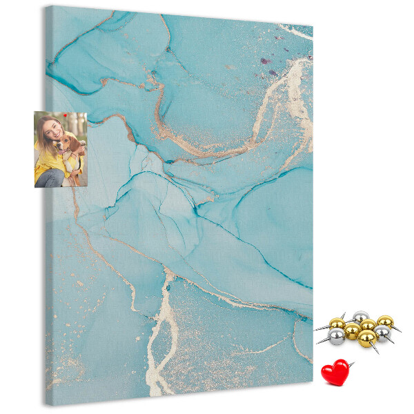 Wall cork memo board Marble sky in shades of blue
