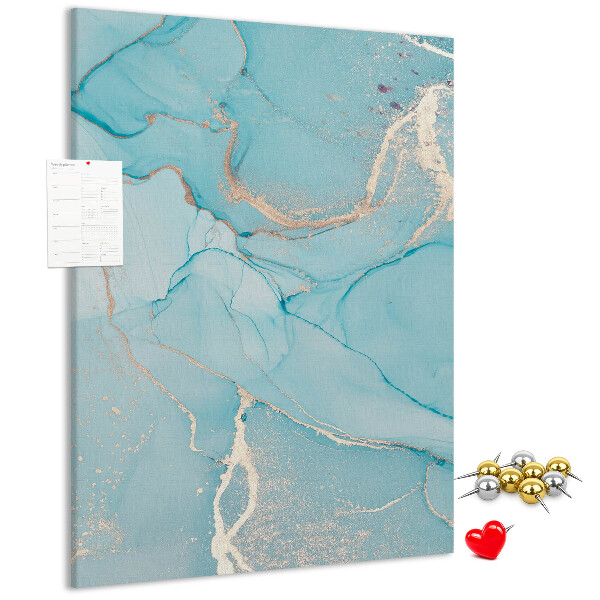 Wall cork memo board Marble sky in shades of blue