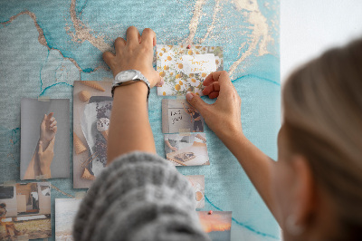 Wall cork memo board Marble sky in shades of blue