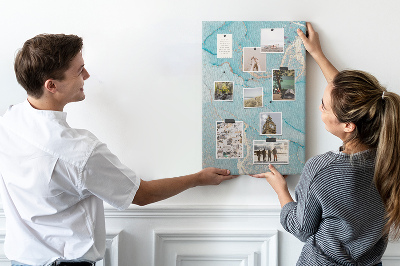 Wall cork memo board Marble sky in shades of blue