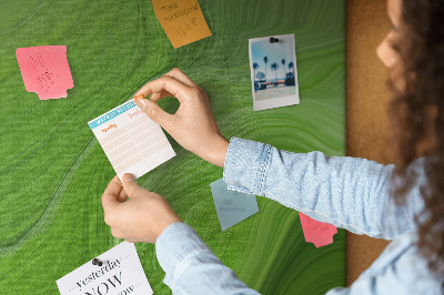 Memo cork board Green waves with delicate lines