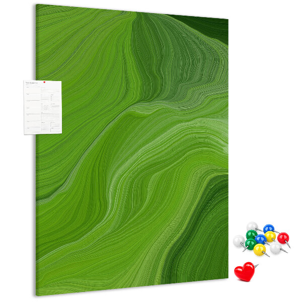 Memo cork board Green waves with delicate lines