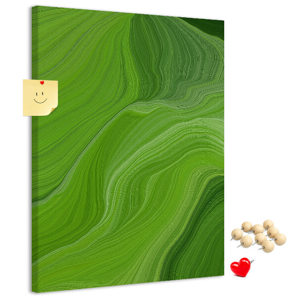 Memo cork board Green waves with delicate lines