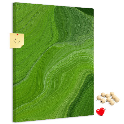 Memo cork board Green waves with delicate lines