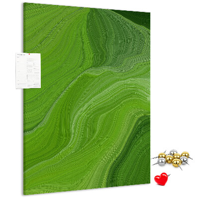 Memo cork board Green waves with delicate lines