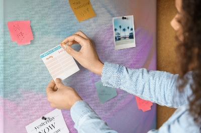 Cork notice board Delicate feathers in pastel colors
