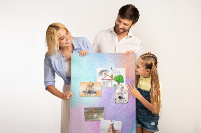 Cork notice board Delicate feathers in pastel colors