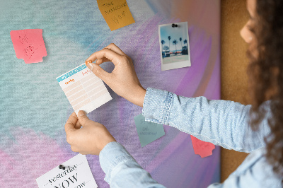 Cork notice board Delicate feathers in pastel colors