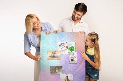 Cork notice board Delicate feathers in pastel colors