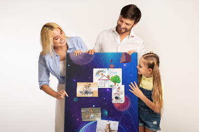 Pin board Space landscape with planets and asteroids