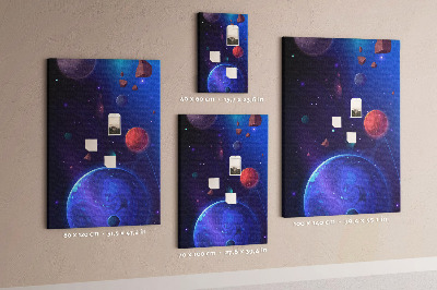 Pin board Space landscape with planets and asteroids