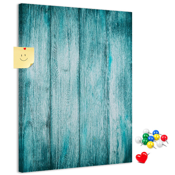 Wall cork memo board Sunny blue wooden planks on the background