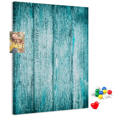 Wall cork memo board Sunny blue wooden planks on the background