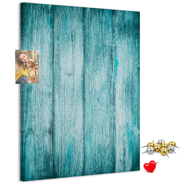 Wall cork memo board Sunny blue wooden planks on the background