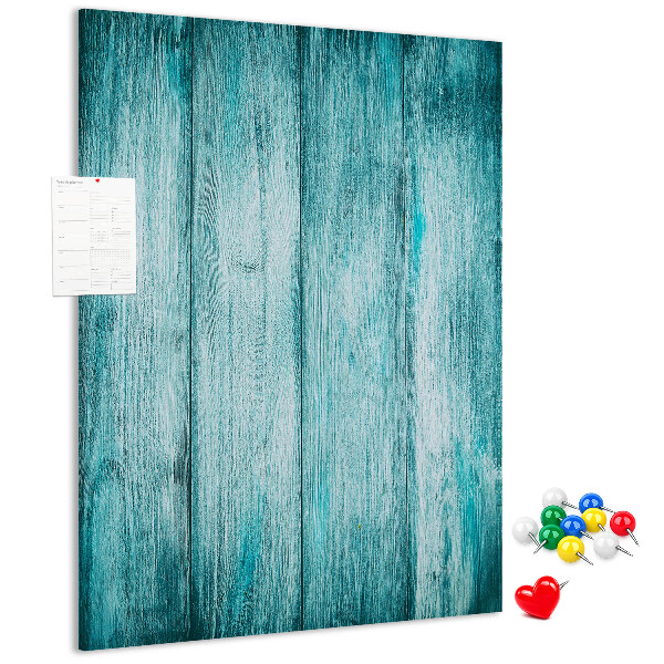 Wall cork memo board Sunny blue wooden planks on the background