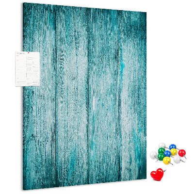 Wall cork memo board Sunny blue wooden planks on the background