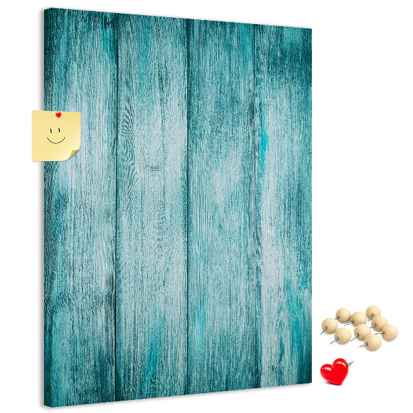 Wall cork memo board Sunny blue wooden planks on the background