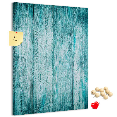 Wall cork memo board Sunny blue wooden planks on the background