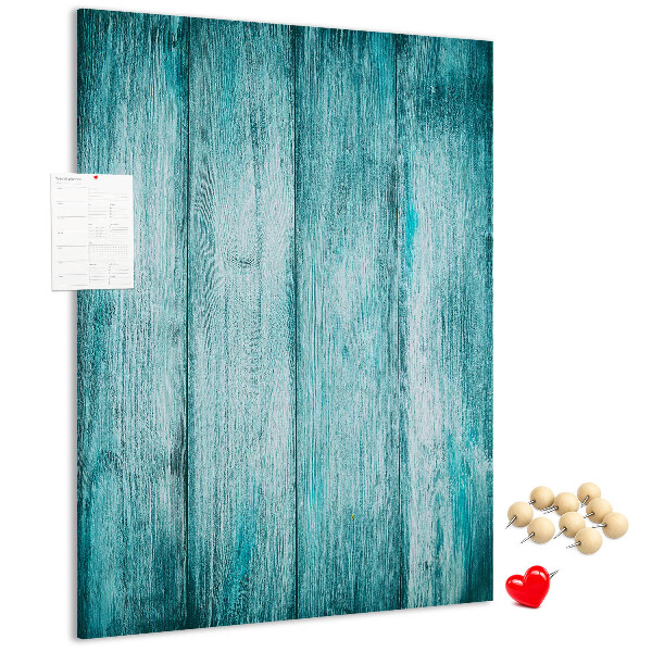 Wall cork memo board Sunny blue wooden planks on the background