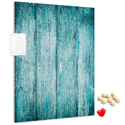 Wall cork memo board Sunny blue wooden planks on the background