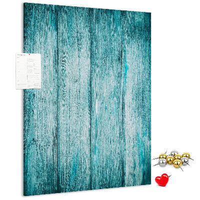 Wall cork memo board Sunny blue wooden planks on the background