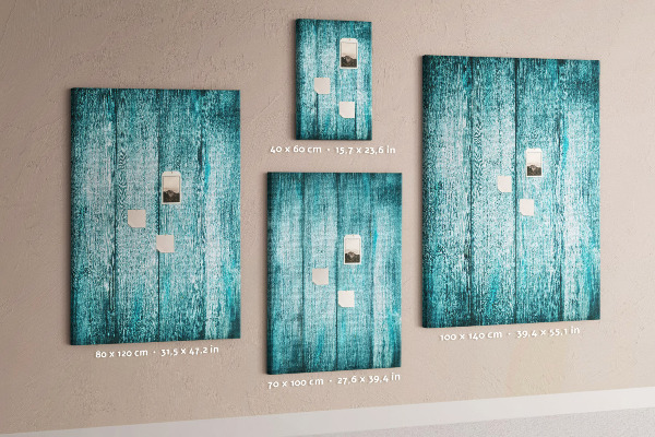Wall cork memo board Sunny blue wooden planks on the background