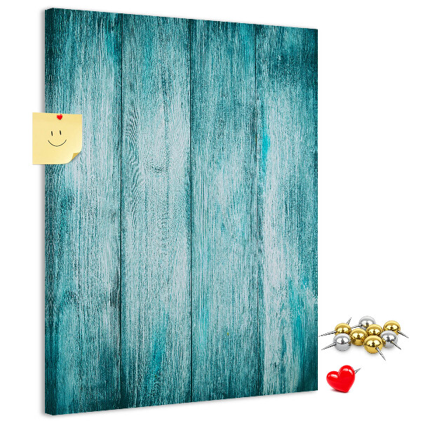 Wall cork memo board Sunny blue wooden planks on the background