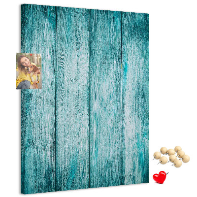 Wall cork memo board Sunny blue wooden planks on the background