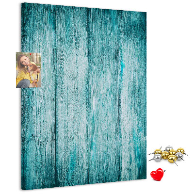 Wall cork memo board Sunny blue wooden planks on the background