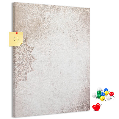 Memo cork board A delicate mandala pattern on a light background