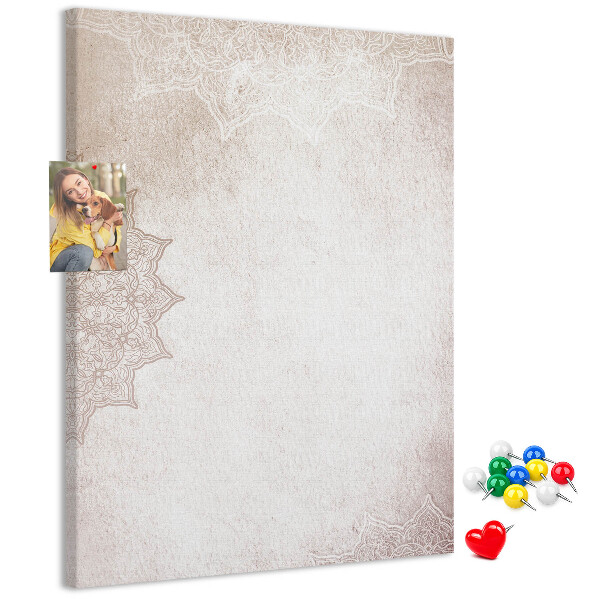 Memo cork board A delicate mandala pattern on a light background