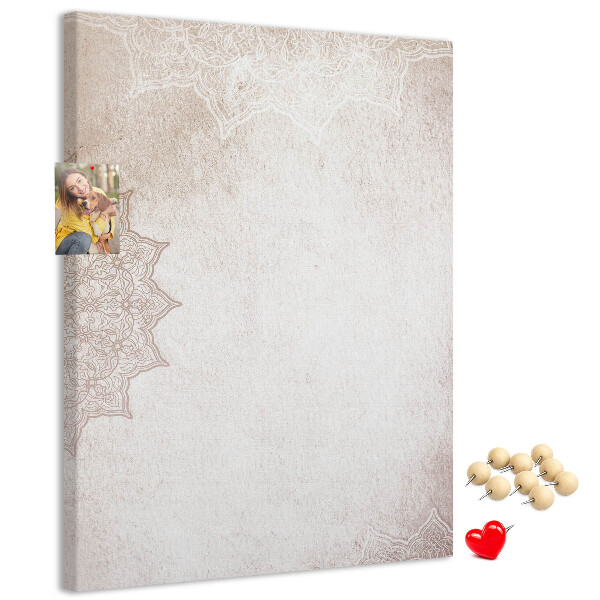 Memo cork board A delicate mandala pattern on a light background