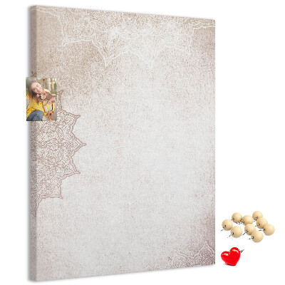Memo cork board A delicate mandala pattern on a light background