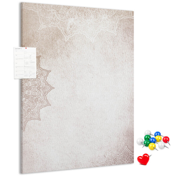 Memo cork board A delicate mandala pattern on a light background