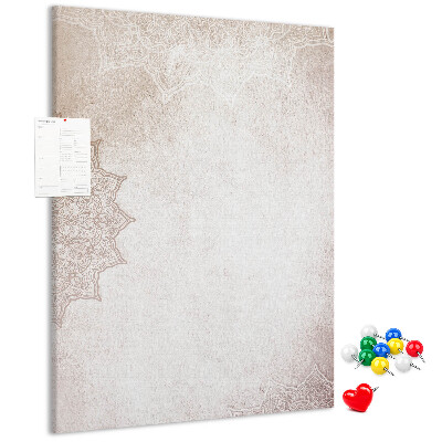 Memo cork board A delicate mandala pattern on a light background