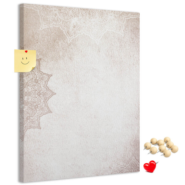Memo cork board A delicate mandala pattern on a light background
