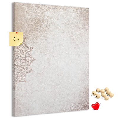 Memo cork board A delicate mandala pattern on a light background