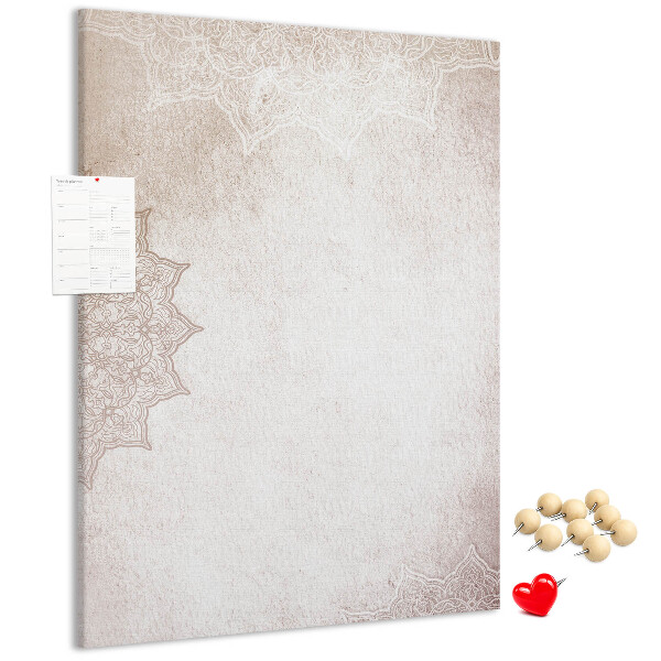 Memo cork board A delicate mandala pattern on a light background
