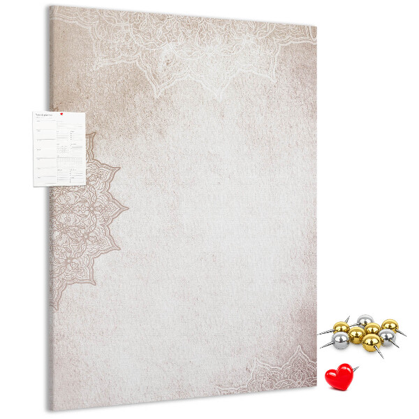 Memo cork board A delicate mandala pattern on a light background