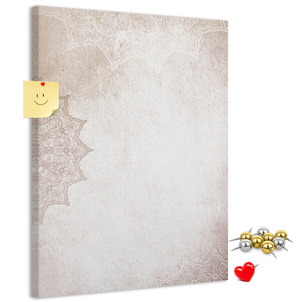 Memo cork board A delicate mandala pattern on a light background