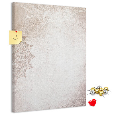 Memo cork board A delicate mandala pattern on a light background