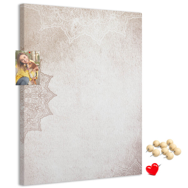 Memo cork board A delicate mandala pattern on a light background