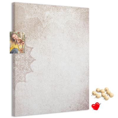 Memo cork board A delicate mandala pattern on a light background