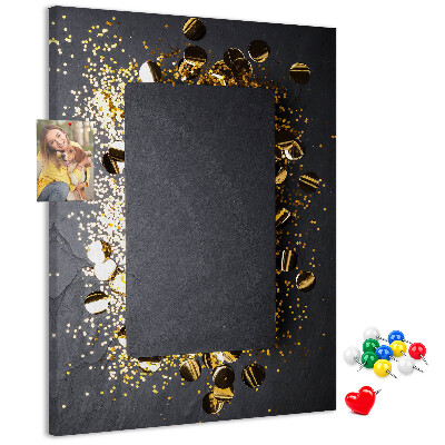 Pin board Gold and silver accents on a black background
