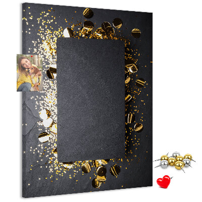 Pin board Gold and silver accents on a black background