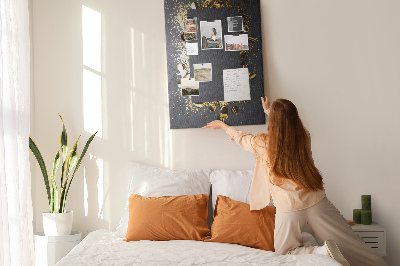 Pin board Gold and silver accents on a black background