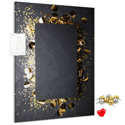 Pin board Gold and silver accents on a black background