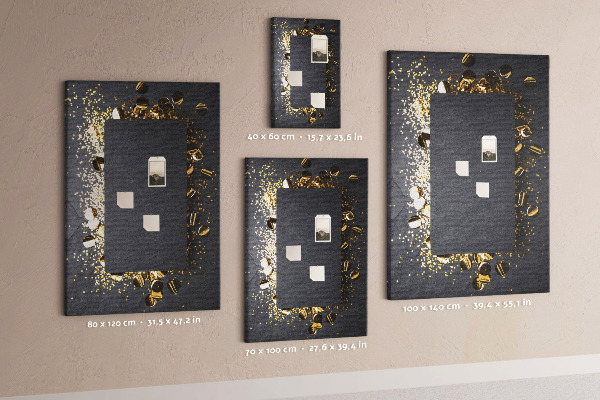 Pin board Gold and silver accents on a black background