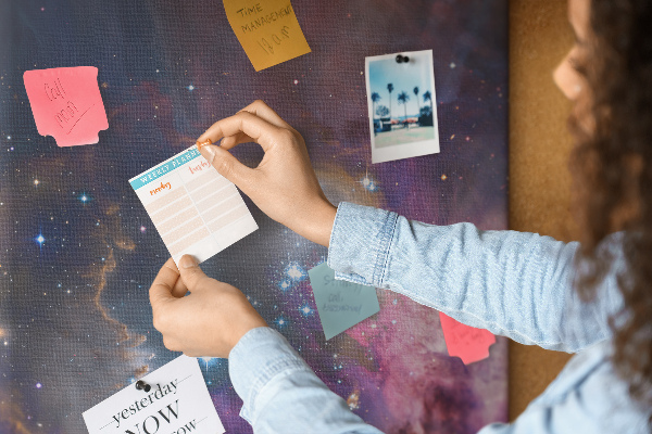 Wall cork memo board A cosmic nebula full of stars
