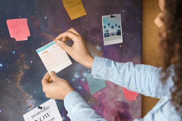 Wall cork memo board A cosmic nebula full of stars